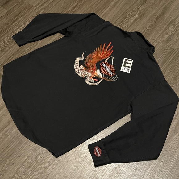 Harley Davidson Black Button Down Long Sleeve Embroidered Logo Mens Size L Shirt - Picture 15 of 17